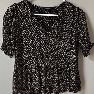 Madewell Black Floral Blouse